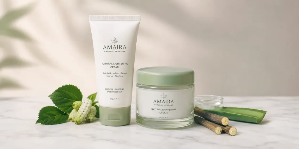 Amaira anal bleaching cream tube with natural brightening ingredients