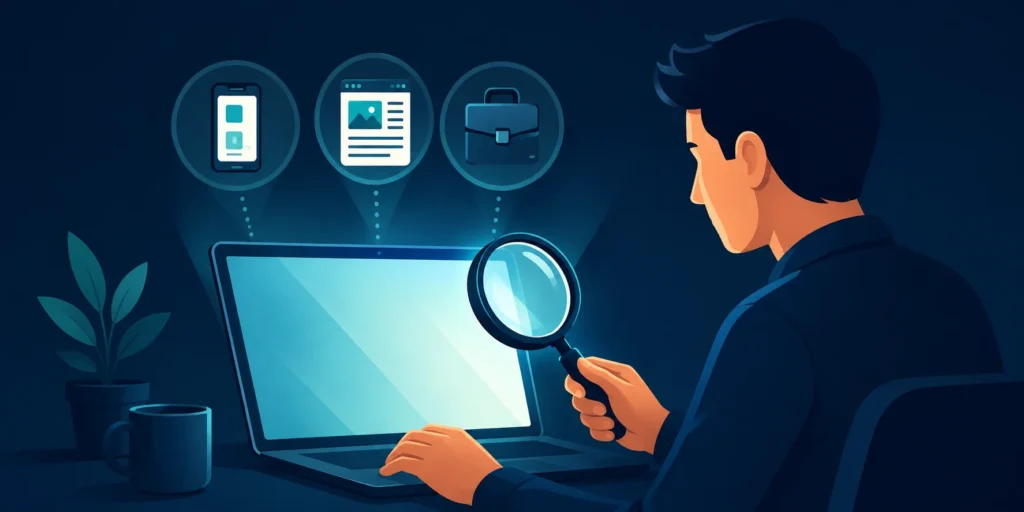 Voozon app, blog, and business platform comparison illustration